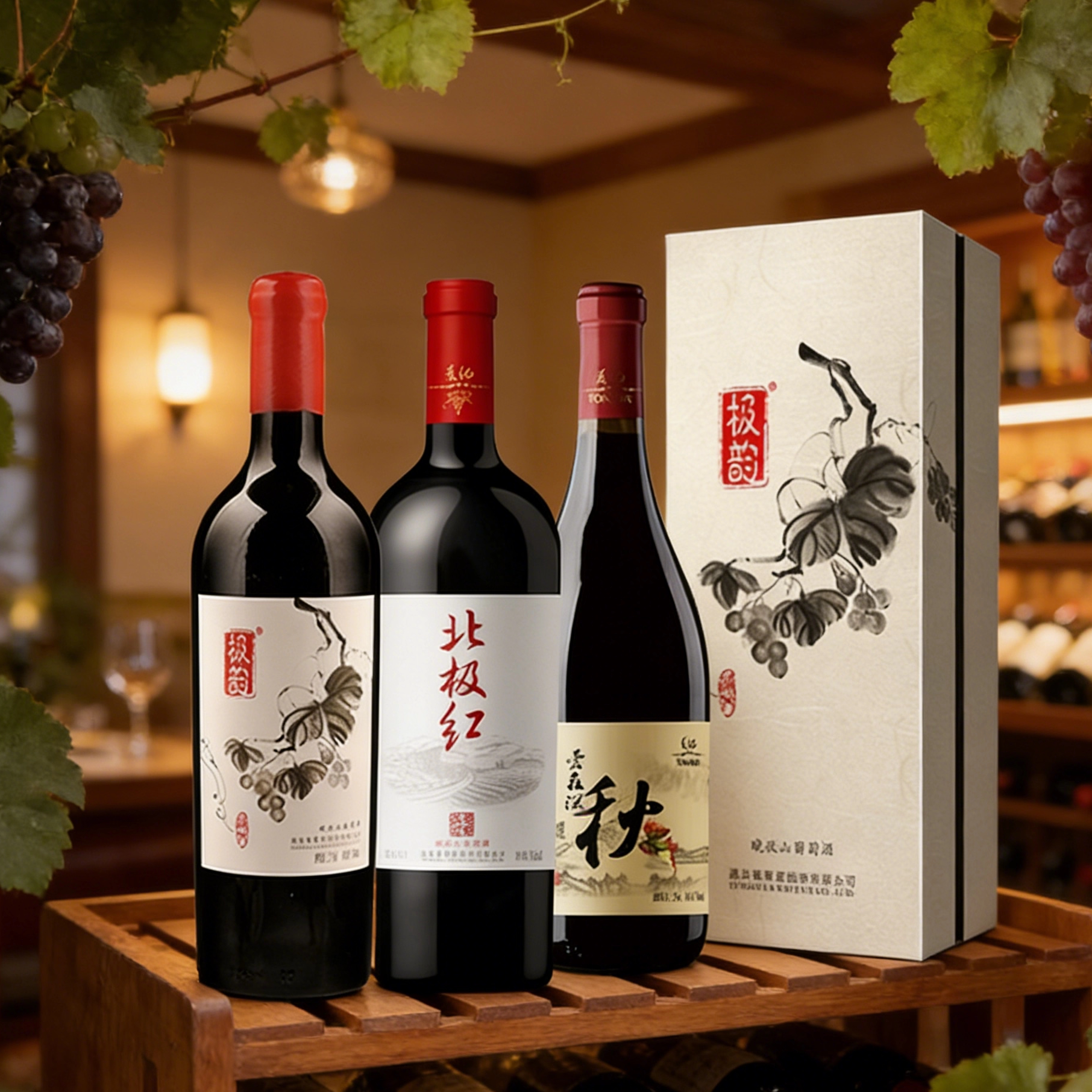 官方正品通化山葡萄酒 晚收爱在深秋北极红翡翠堡1959 礼盒装红酒