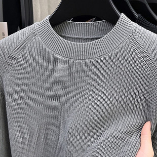 加厚保暖全棉套头毛线衫 中青年圆领打底针织衫 纯棉毛衣秋冬季 男士