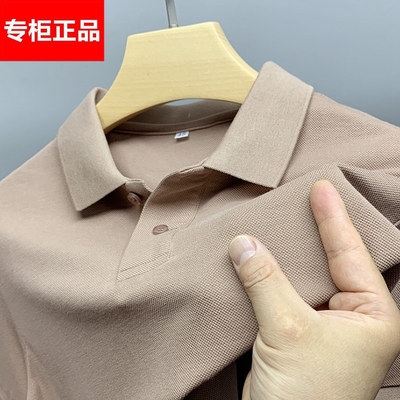 100%纯棉短袖t恤男士带翻领下摆开叉POLO衫中年爸爸夏装半袖上衣