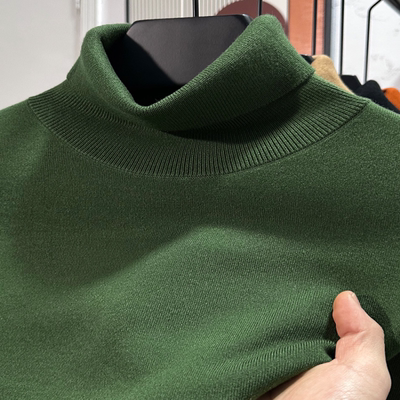 可机洗丝光羊毛衫男士冬季加厚精纺羊绒高领毛衣男装贴身穿打底衫