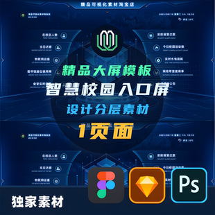 B端可视化首页入口屏功能入口大屏深色科技首页可视化figma素材