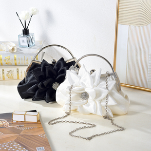 新款清新可爱田园风绸缎花朵包手拿包旗袍宴会包伴娘礼服包手挽包