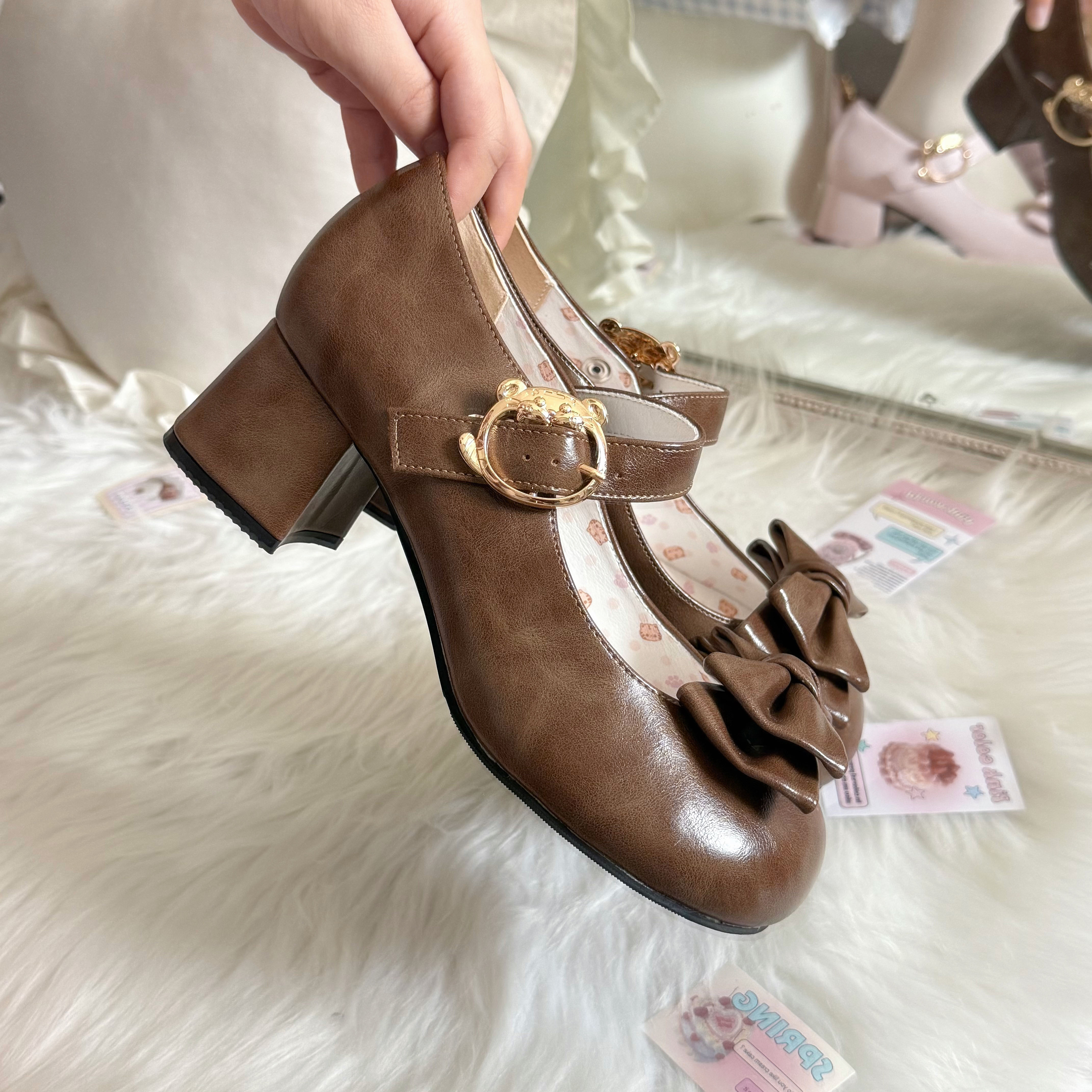 【现货速发】甜心小虎虎噜噜Lolita小老虎金属扣蝴蝶结中低跟单鞋