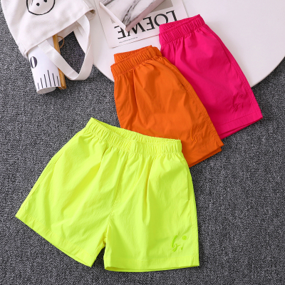 【儿童户外机能速干中裤】男女童夏季荧光色运动宽松轻薄沙滩裤