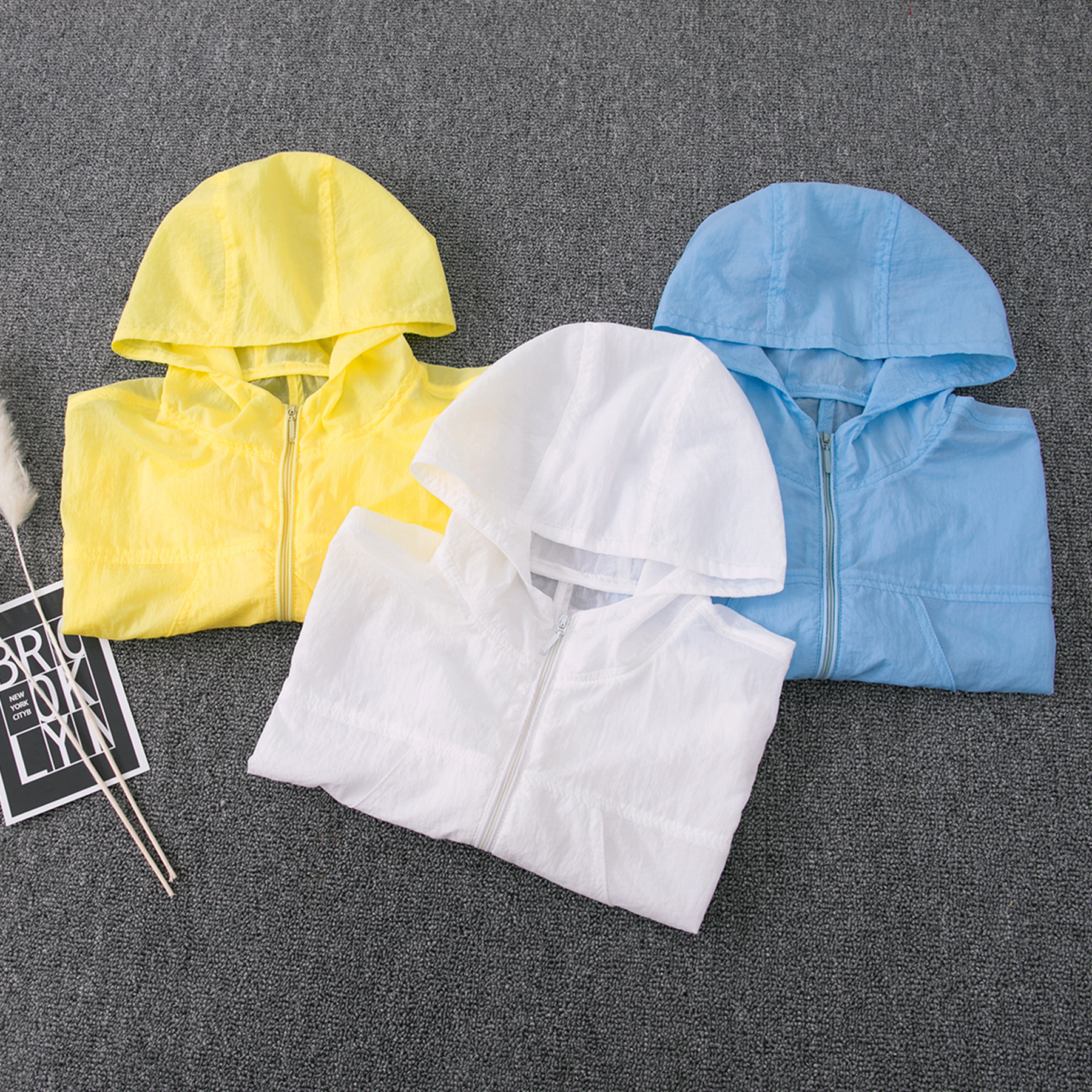 남아 및 여아용 아동 자외선 차단 의류 에어컨 셔츠 아동복 가볍고 통기성이 뛰어난 재킷  부모-자식 의류 여름용 자외선 차단 의류