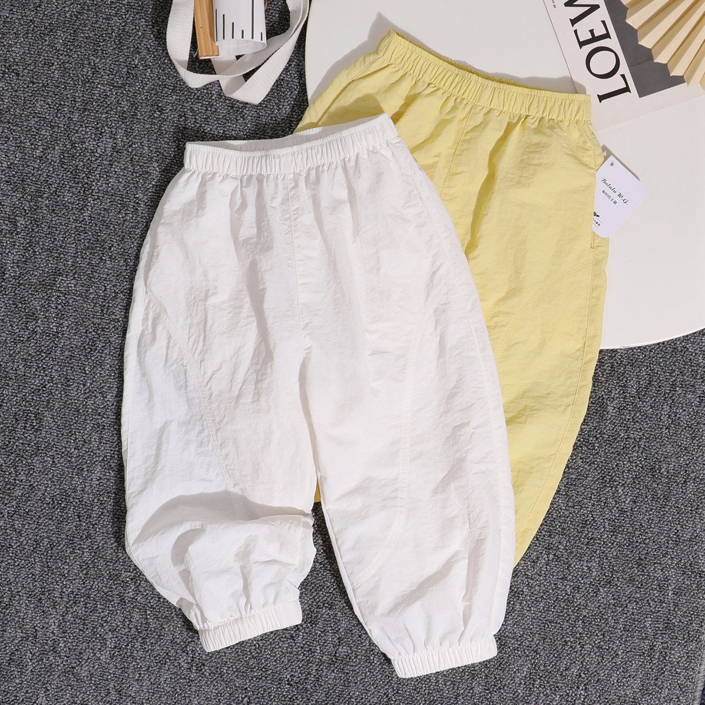 【儿童锦纶休闲速干长裤】儿童春秋季白色运动裤