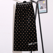 黑色金丝绒波点半身裙女2025新款 秋冬中长款 显瘦包臀高腰a字长裙