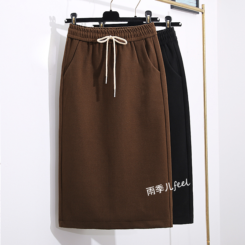 中裙包臀裙休闲直筒毛呢半身裙