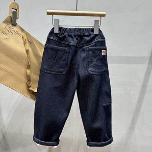 RESUMEHOME简历童装24冬季加绒不掉色牛仔长裤中大童保暖百搭裤子