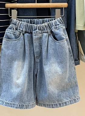 RESUMEHOME简历童装新款儿童水洗纯棉牛仔短裤男童中大童蓝色短裤