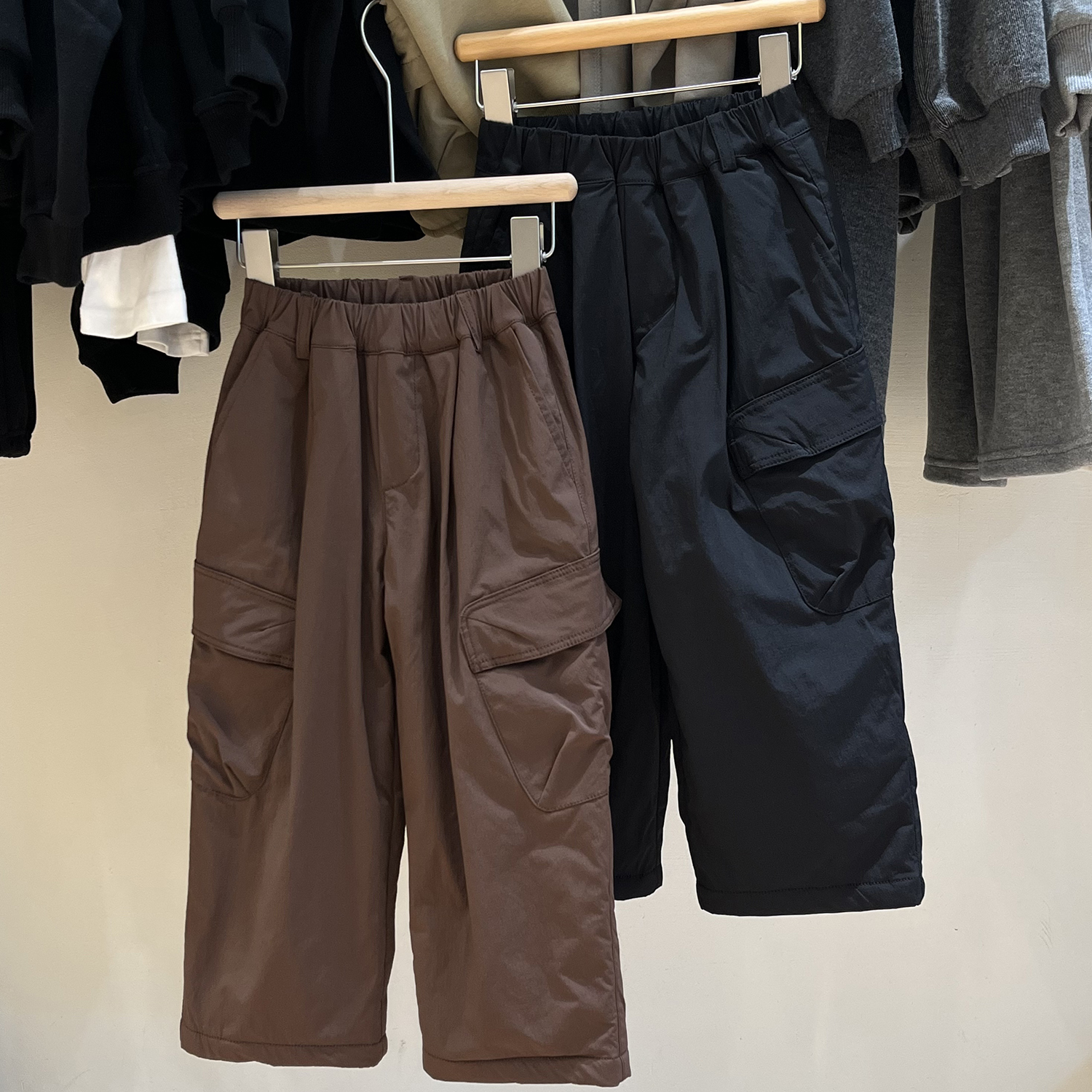 简历男童秋冬款双层加厚工装长裤