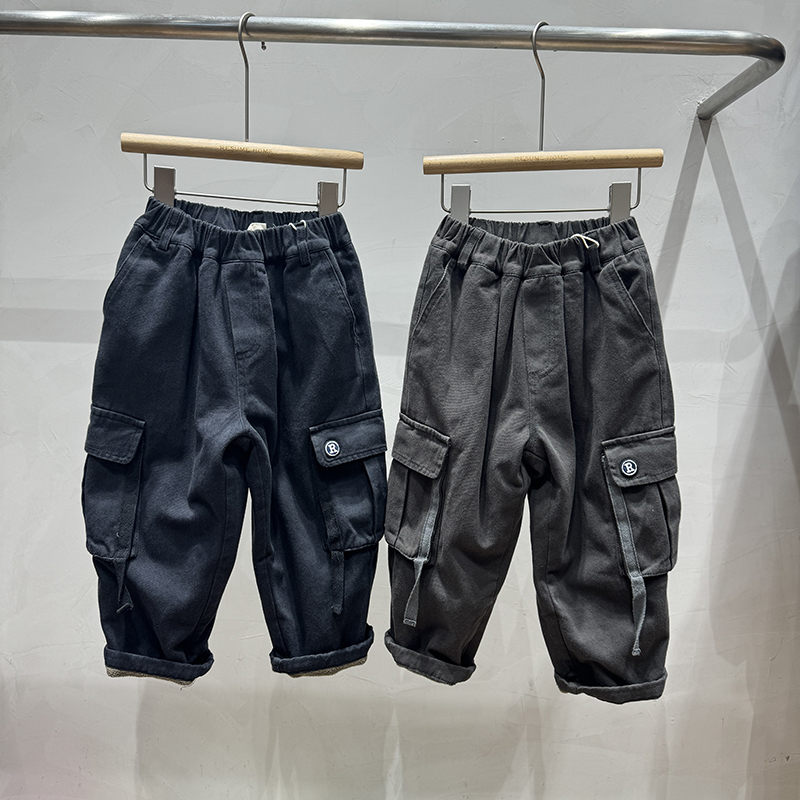 简历家长裤纯棉加绒儿童工装长裤