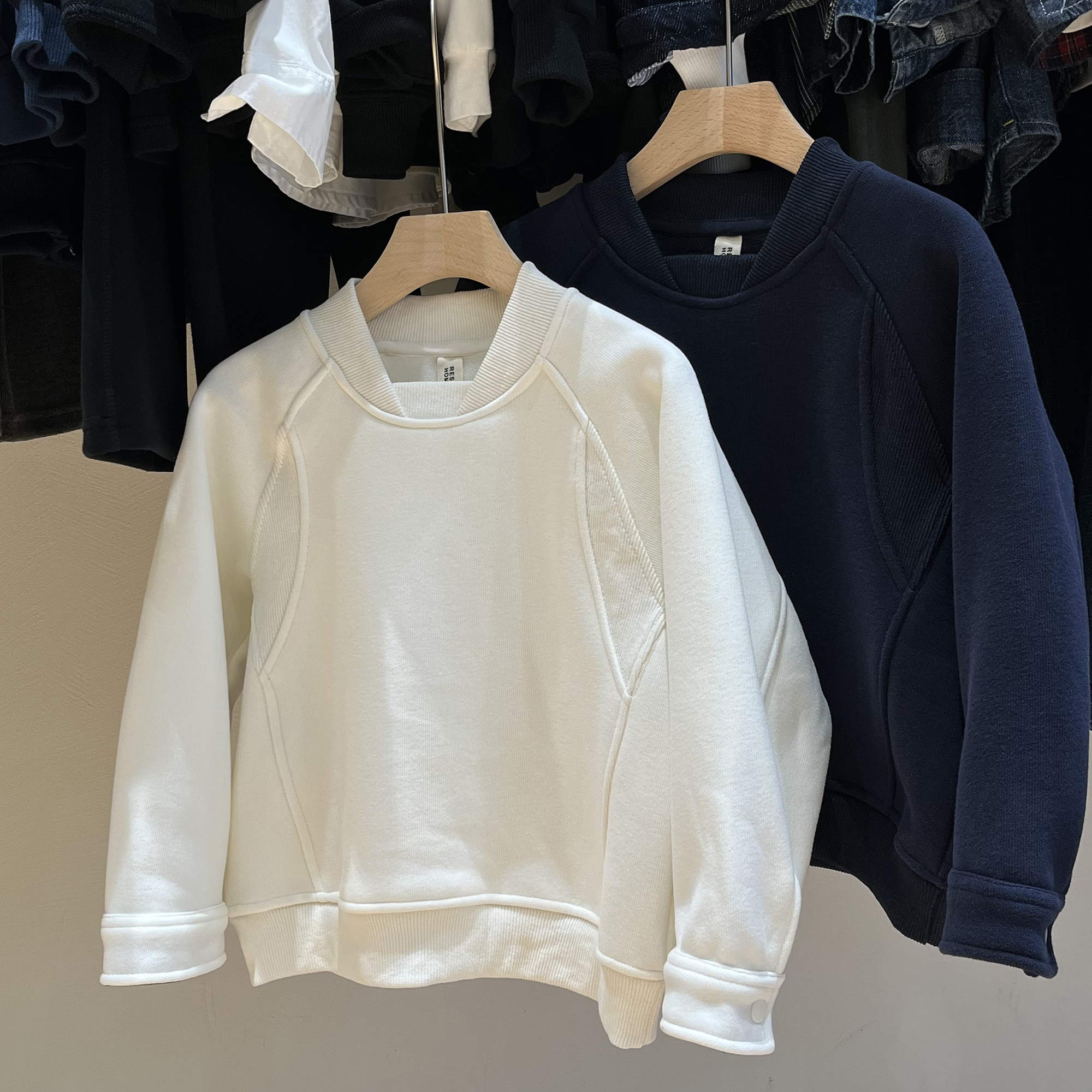 RESUMEHOME简历童装冬季新中童休闲加厚绒衫儿童加绒长袖套头卫衣