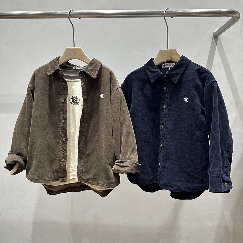 简历家休闲冬季灯芯绒儿童衬衫