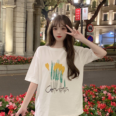 Real price half sleeve student print versatile top loose summer T-shirt