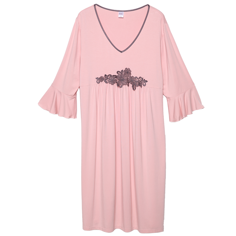 【断码清仓】品牌竹纤维睡衣春夏舒适甜美蕾丝家居服宽松睡衣裙女