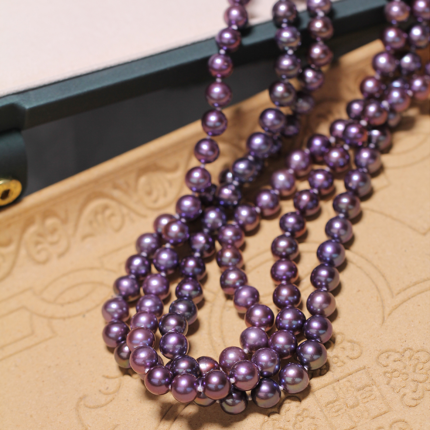 【星空蓝莓紫】新货极强光！特选天然头档妖紫色珍珠项链7.3-9mm