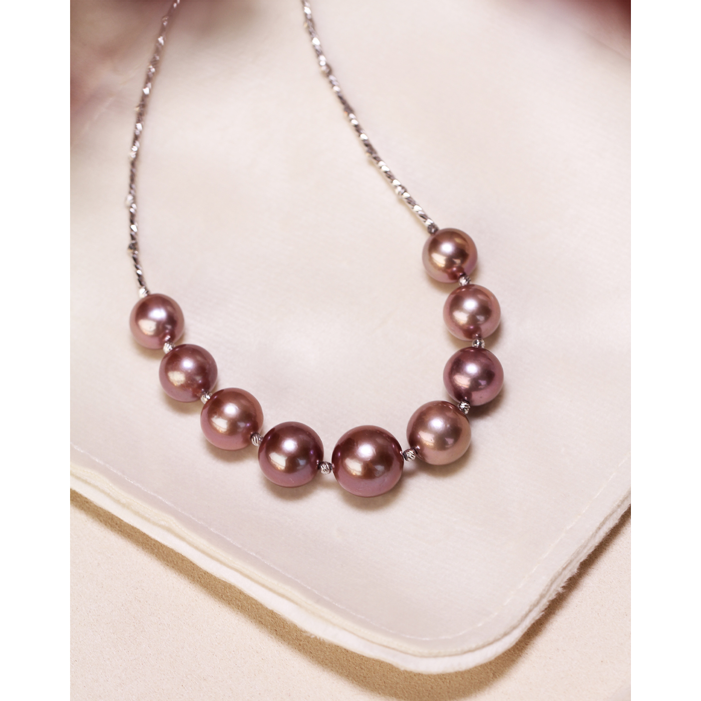 大女主款天然紫色大珍珠微笑项链S925银 精选黛紫色9-12mm