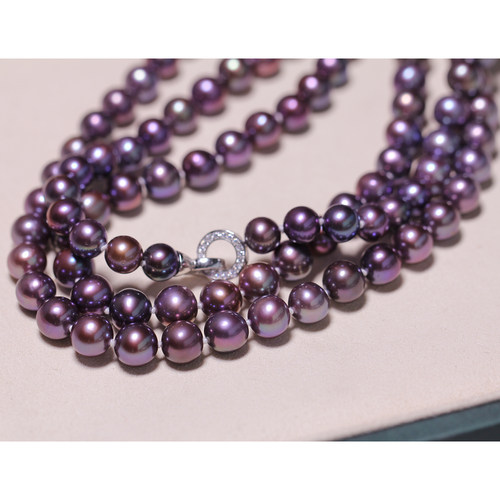 太惊艳了！天花板级天然淡水蓝莓妖紫色珍珠项链 稀缺星空皇家蓝