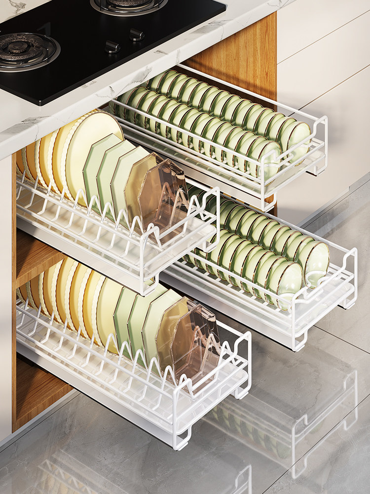 碗碟收纳架厨房橱柜拉篮抽屉式碗架橱柜内抽拉式碗盘收纳置物架子,厨房/烹饪用具,厨房置物架/置物柜/角架,淘宝优惠券,粉丝福利购,淘宝优惠卷