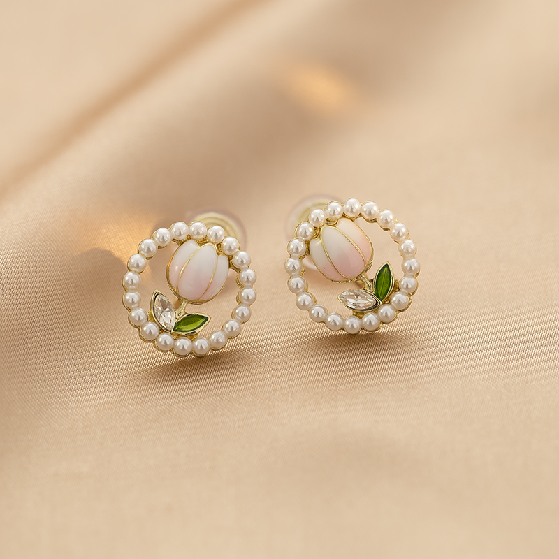 小清新甜美郁金香花朵珍珠耳钉时尚简约百搭耳环蚊香盘耳夹无耳洞,饰品/流行首饰/时尚饰品新,耳夹,淘宝优惠券,粉丝福利购,淘宝优惠卷