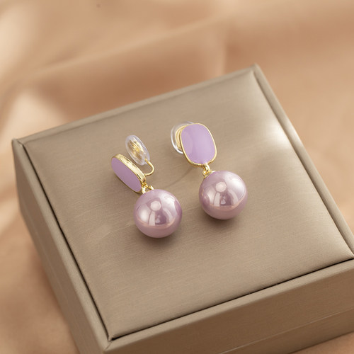 紫色珍珠轻奢贵气蚊香盘耳夹