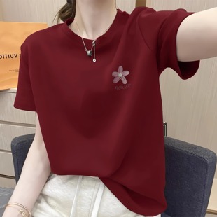 纯棉短袖 薄款 广州十三行高货爆款 t恤女夏季 上衣 宽松韩版 简约半袖