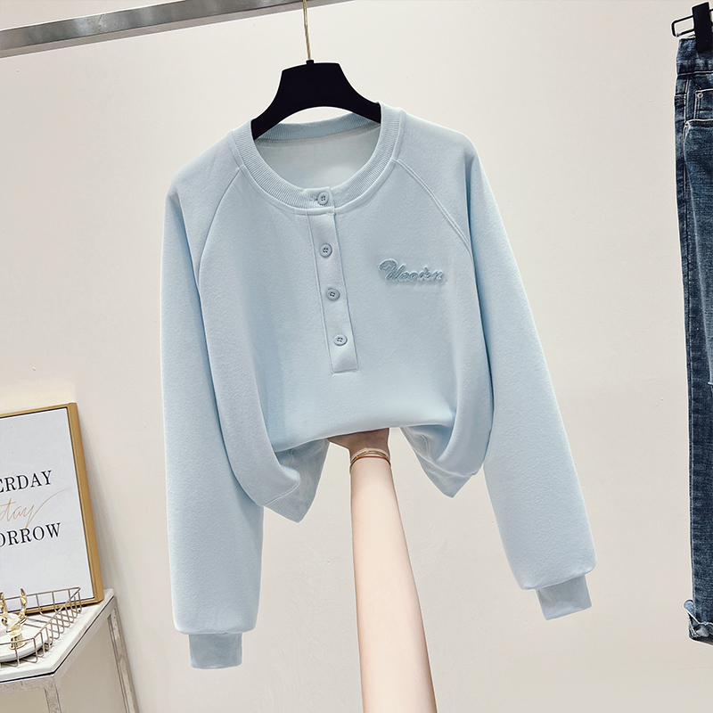 山东即墨秋冬薄款圆领纯棉卫衣女