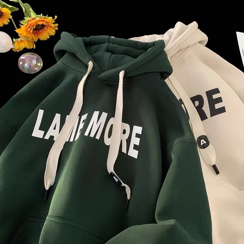 重磅加绒卫衣秋冬季2023新款美式潮牌连帽情侣装外套男生长袖上衣