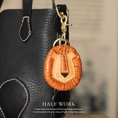HALF 纯手工制作复古头层牛皮挂饰钥匙扣 包挂件真皮 WORK 狮子座