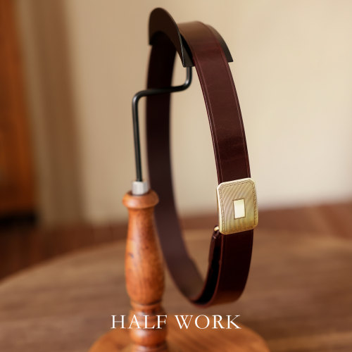 HALFWORK头层牛皮免打孔皮带