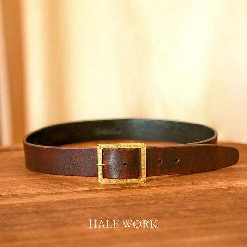 HALFWORK水洗植鞣牛皮针扣腰带