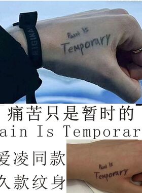 谷爱凌同款英文草本果汁纹身贴痛苦只是暂时的pain is temporary