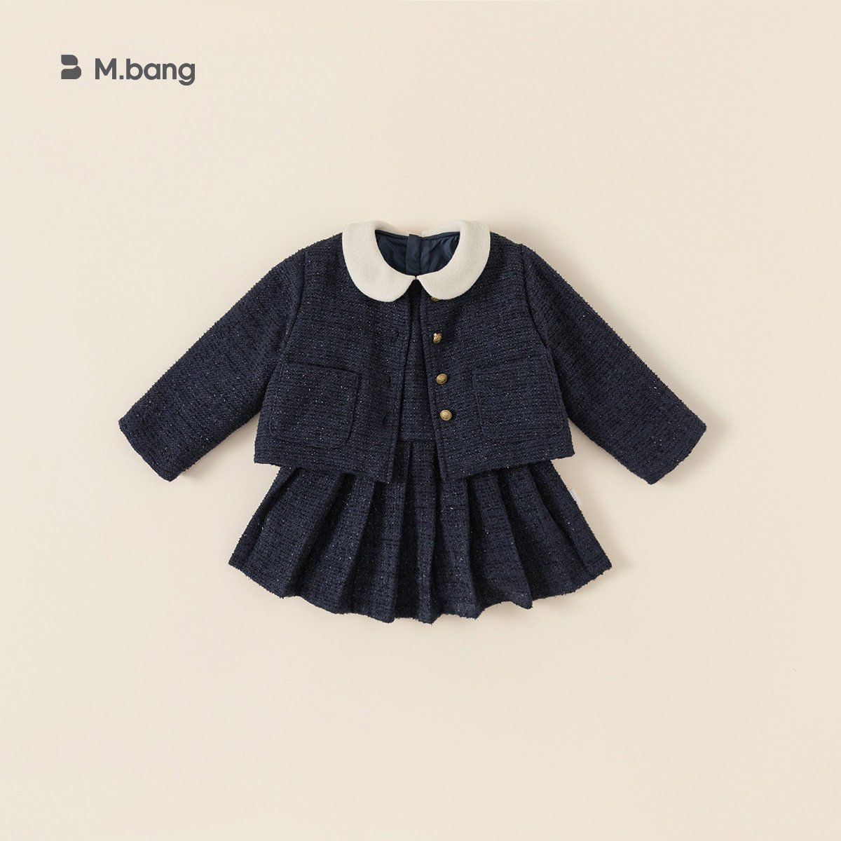 babycity童装小香风套装女童夹棉外套娃娃领连衣裙两件套,童装/婴儿装/亲子装,套装,淘宝优惠券,粉丝福利购,淘宝优惠卷