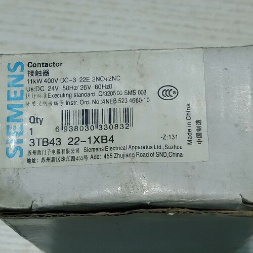 西门子接触器 3TB4322－0X DC24V，2NO+2N 议价