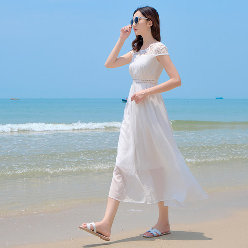 长裙白色新款雪纺沙滩裙