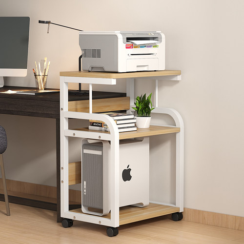 简约电脑主机架落地多层收纳办公