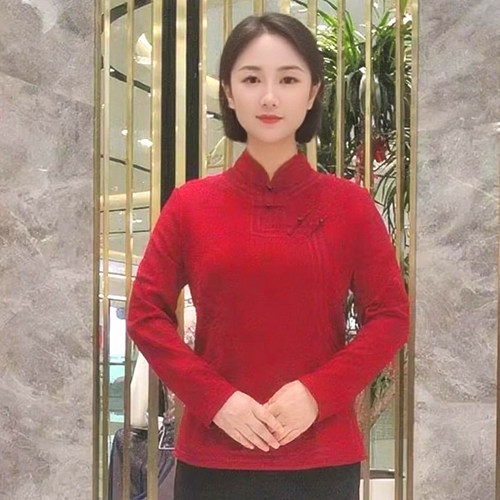 2025新国风女中式打底衫加厚上衣