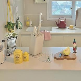 韩国代购进口厨房刀具置物架全套家用刀具收纳架台面简约白色ins