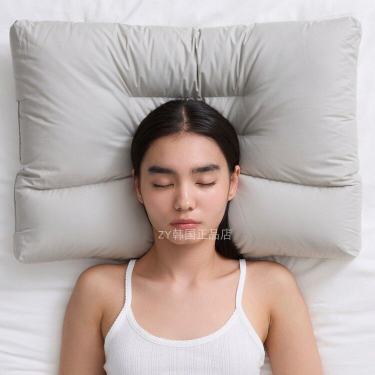 韩国代购进口简约纯棉可机洗护颈凹形枕头舒适柔软四季通用枕头