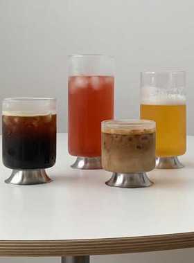 韩国代购进口可爱ins风高脚杯啤酒杯玻璃杯葡萄酒杯水杯咖啡杯子