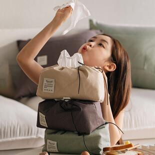 韩国代购进口高品质简约纸巾盒客厅卧室布艺纸巾收纳盒抽纸至今套