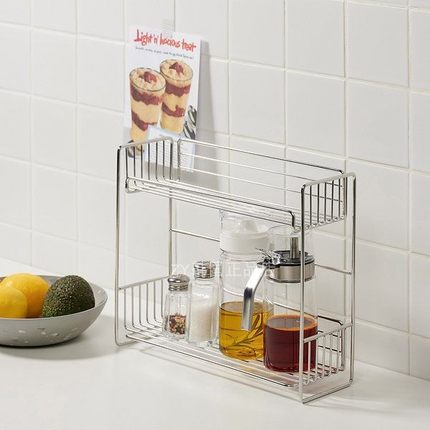 韩国代购原装进口ins风简约不锈钢收纳架双层置物架多用途整理架