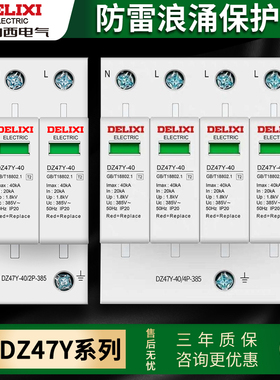 德力西浪涌保护器2P40KA家用220V避雷器4P385V二级电涌保护器防雷