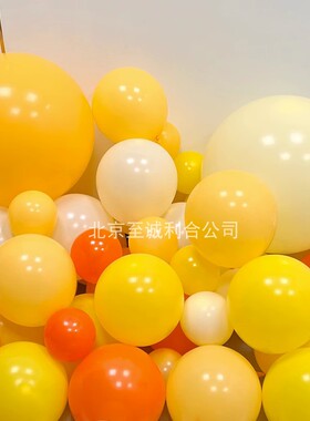 加厚柠檬黄橙色系马卡龙黄色幼儿园开学气球装饰布置5/10/12/18寸