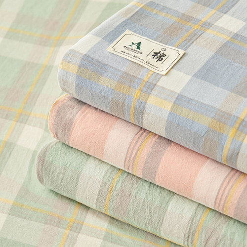 全棉床单单件水洗棉格子被单良品