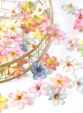 4cm仿真六叶小花 假花diy手工头饰花环配件婚庆家居布景道具摆件