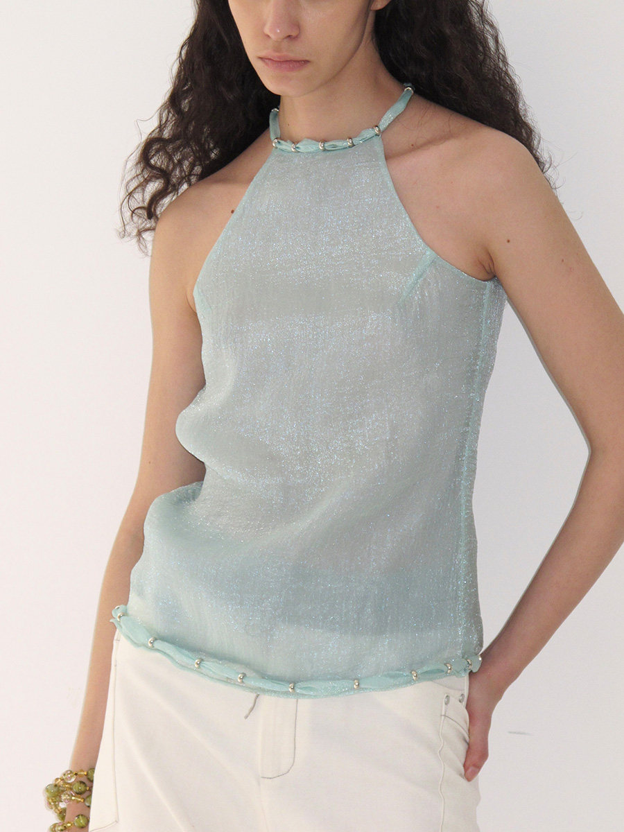 beaded neckline sleeveless top - Product image 2