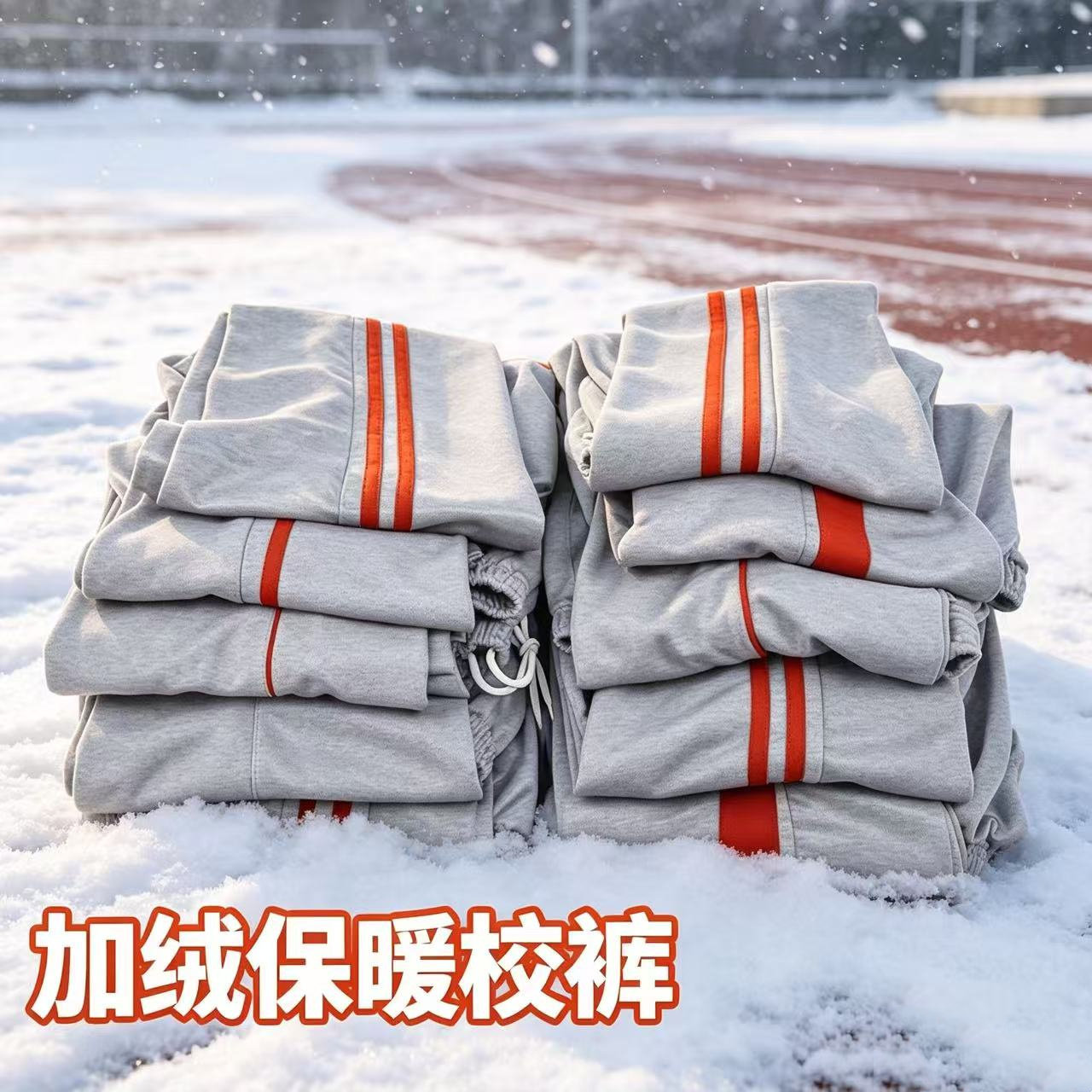 冬季加绒加厚保暖校裤