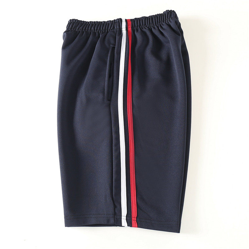 藏蓝红白条校服短裤头男女同款